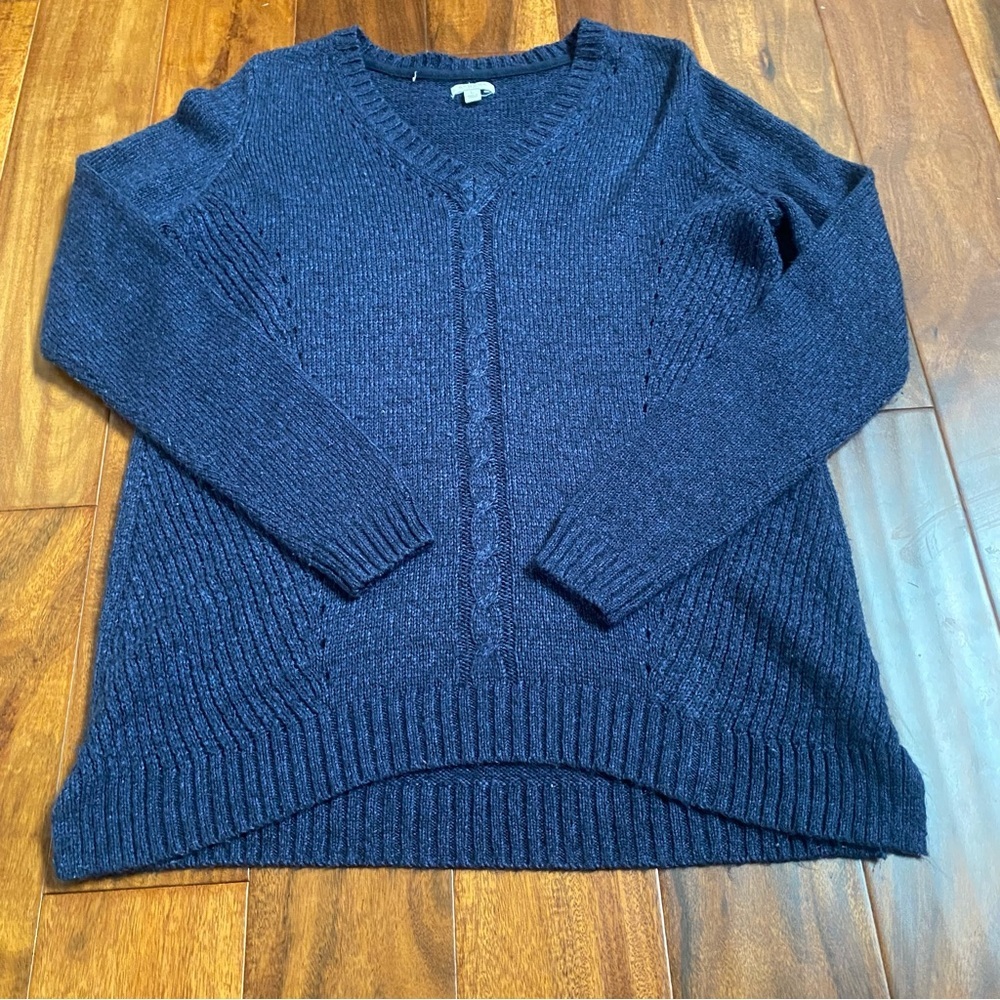 Sonoma Women’s Pullover V-Neck Winter Sweater Navy Blue Size Large